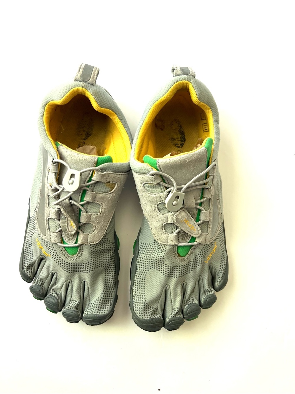 Gray FiveFingers Toe Shoes with Yellow Lining